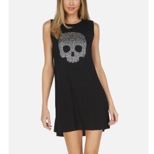 Lauren Moshi Black Sleeveless Dress with Nail Head Skull Design